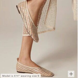J. Crew Quinn embellished removable ankle-strap ballet flats in mesh
